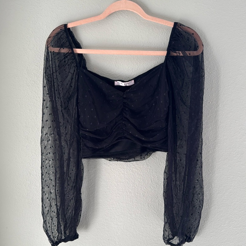 Elegant Black Sheer Sleeve Top